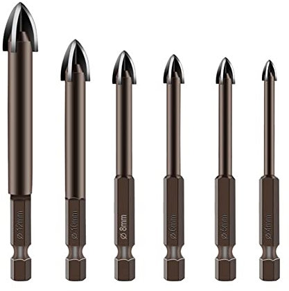 Dunxiles 7 Pcs Cross Hex Tile Bits Drill Bits Alloy Triangle Drill For Glass Ceramic Concrete Hole Opener Drilling Cutting Tools