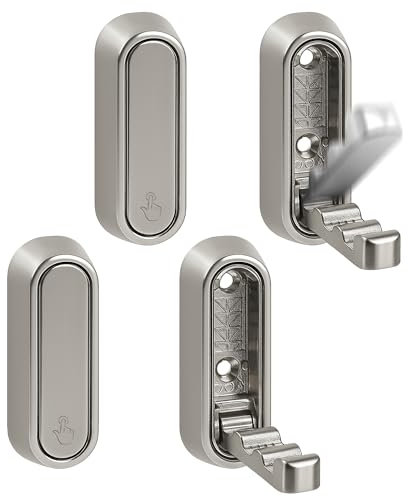 Giggleye Klappbare Wandhaken silber 90° aus Zinklegierung – Platzsparende Garderobenhaken zur Wandmontage, robust für Bad, Flur, Küche, Jacken, Handtücher & Taschen – 4er-Pack