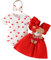 LUVCES Neonata Gonne Set Manica Corta con Volant Pagliaccetto Top + Orsetti del Cuore Bretelle Abito Estate Autunno Inverno Abiti Completo Bimba 3pcs stampa d'amore 1 6-12 Mesi
