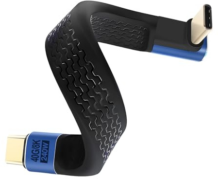 Duttek stéréoscopique angle USB C Câble court 13 cm, 8K USB C mâle vers mâle d'extension câble (40 Gbps/240 W) pour Thunderbolt 4, MacBook, ordinateur portable, tablette, téléphone, batterie externe