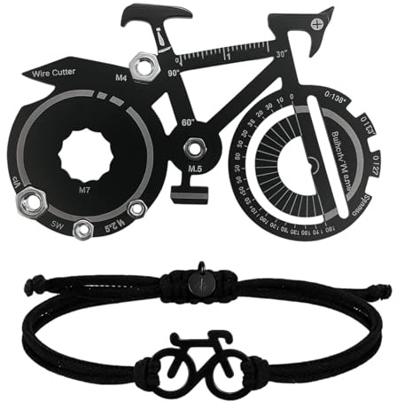 2 Stück Fahrrad Geschenk Set, Fahrrad Deko mit Multifunktionswerkzeug und Armband, Schlüsselanhänger Fahrrad, Fahrrad Schlüsselanhänger für Outdoor-Aktivitäten, Motorrad und DIY Enthusiasten