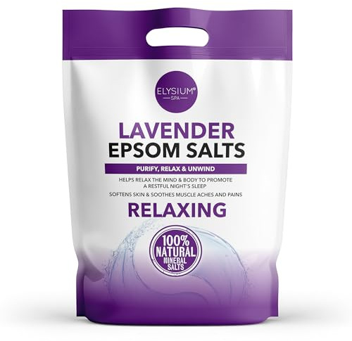 Elysium Spa Lavender Epsom Salts - 100% Mineral Salts | Natural Soothing & Relaxing Soak, Softens Skin & Soothes Muscle Aches & Pains (2Kg)