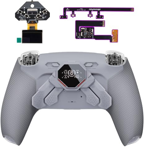 eXtremeRate Spark Remap Kit für ps5 Controller BDM-030/040/050 Modell, Instant Clicky Trigger Modul & 4 Konfigurierbar Back Paddles mit OLED-Display Upgrade Umbau Set für ps5-Neu Hoffnung Grau