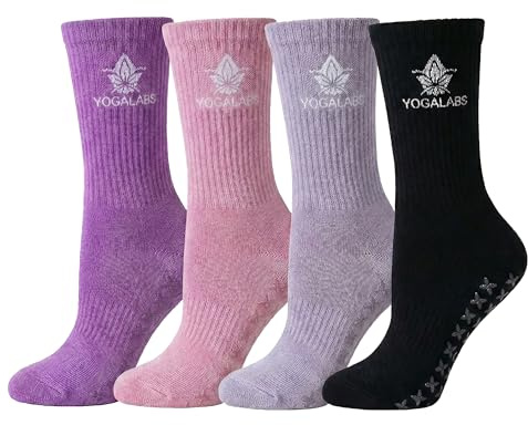 YOGALABS Pilates-Socken rutschfest, für Reformer & Yoga, Baumwolle, Unisex | Mit Silikon-Noppen-Sohle für sicheren Stand auf der Matte, Parkett und dem Studioboden – für Yoga, Barre, Fitness und Reha
