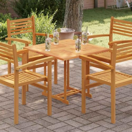 mtlskopl Esstischplatte Teak 80×80×2,5 cm Massivholz fein geschliffen langlebiges Dining Table Design Outdoor Indoor in Braun für Küche Balkon Esszimmer