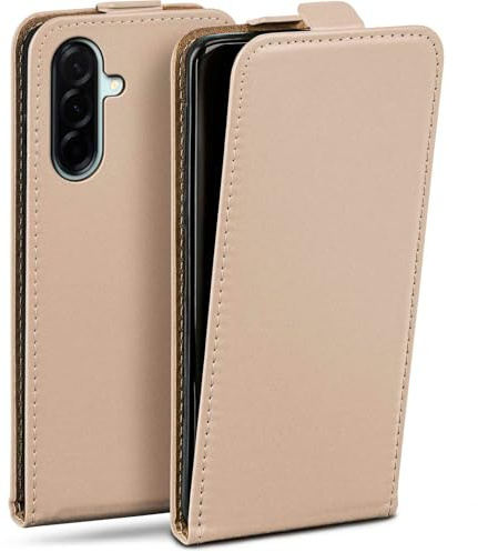 moex Flip Case für Samsung Galaxy A57 5G Hülle klappbar mit 360 Grad Schutz, Handyhülle mit Displayschutz, PU Leder Handytasche Lederhülle, Flip Case Cover Klapphülle, Taupe