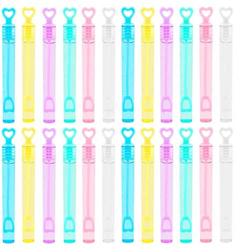 24 Stück Mini Seifenblasen Set, Seifenblasenstab Herz Griff Packung, Leere Röhrchen Seifenblasen Hochzeit für Geburtstag, Hochzeit, Valentinstag, Gastgeschenk Party (Enthält Keine Flüssigkeit)