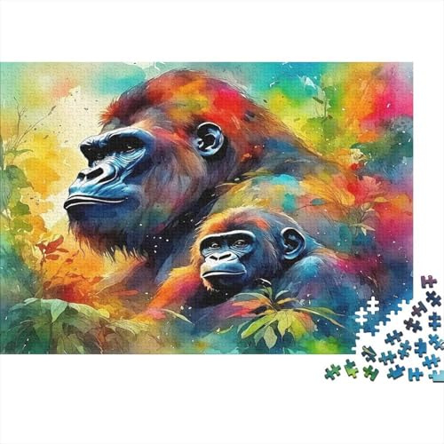 Gorilla Jigsaw Puzzle Jigsaw Premium Paper Stress Relief Relaxing Colorful Gorilla Painting for Team Building Detailed 38x26cm/1000pcs