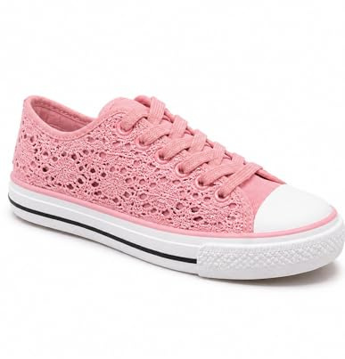Sneakers basse comode e traspiranti in pizzo bianco, nero o blu navy, Rosa, 40 EU