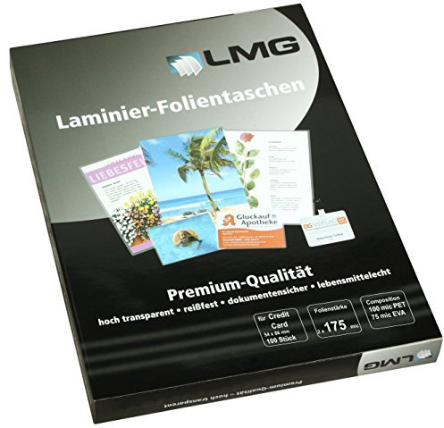 LMG LMGCC-175 Laminierfolien Credit Card, 54 x 86 mm, 2 x 175 mic, 100 Stück
