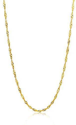 OROVI – Halskette 14 Karat Gelbgold (585) mit Federringverschluß - Filigrane Goldkette Damen mit geschwungenem Design - Singapurkette aus Echtgold - Damenschmuck Allergenfrei & handgemacht (45 cm)