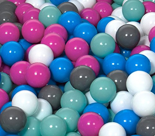 Velinda 500 Bälle für Bällebad/Bällezelt/Kinderpool Plastikbälle Kinderbälle O7cm (Farbe der Bälle: weiß, blau, pink, grau, türkis)