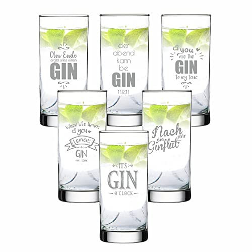 6er Set Gin •am Ende ergibt Alles einen Gin •der Abend kann beGINnen •You Are The Gin to My Tonic •It's Gin o'clock •nach Mir die GINflut •When Life Hands You Lemons Make a Gin and Tonic