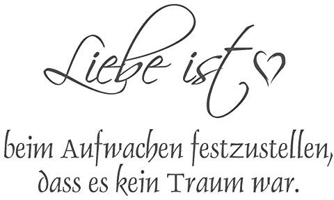 timalo® Wandtattoo fürs Schlafzimmer 'Liebe ist beim Aufwachen festzustellen das es kein Traum wahr.' | 68035-a1-weiss-100x50
