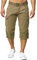 Indicode Herren Nicolas Check 3/4 Cargo-Shorts inkl. Gürtel | Herrenshorts aus Baumwolle Greige, XL