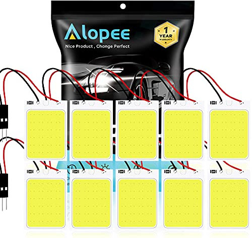 Paquet de 10 Ampoule Blanche 200Lums COB 24-SMD 12V DC LED pour Panneau D'éclairage Intérieur de Voiture Automobile, Plafonniers de Toit sur Carte Ampoule avec 10 X T10, Adaptateur pour Feston