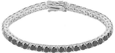 Gold Gala Tennis Armband 925 Sterling Silber mit Schwarze Zirkonia (20.5)