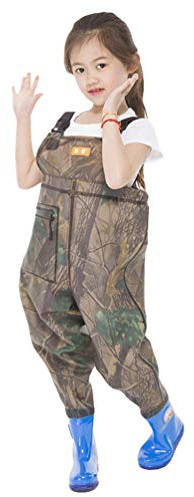 Jitong Kids Chest Waders Waterproof Youth Waist Waders with Boots Fishing Hunting Overalls Waders for Toddler Children Boys Girls