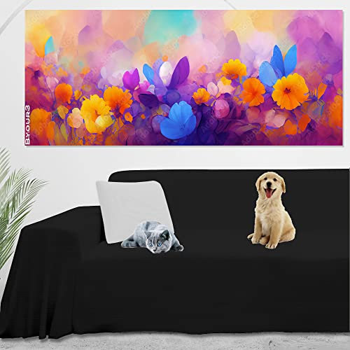Byour3 - Wasserabweisend Sofaüberwurf Gemischt Baumwolle Schutz Haustieren Couch Sofabezug Also Von L U Form Sofa Sofaschoner Anti-Kratze Hunde Katzen Kinder Abwaschbar (Schwarz, 3/4 Sitzer)