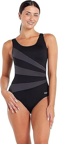 Zoggs Damen Sandon Scoopback Einteiliger Badeanzug, Schwarz / Ecolast-Stoff, 44/ DE46