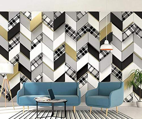 ZHEN WALLPAPER Retro Mosaik Mosaik Plaid Stoff Muster 3D dreidimensionale geometrische benutzerdefinierte Foto Tapete Wohnzimmer Sofa TV Hintergrund Dekoration Wandbild Tapete * 150cmx105cm
