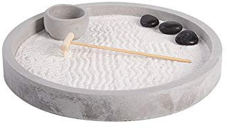 Rivanto® Zen Garten Rund, in Geschenkverpackung, Ø 24 cm, Meditativ für Wohnzimmer, Büro
