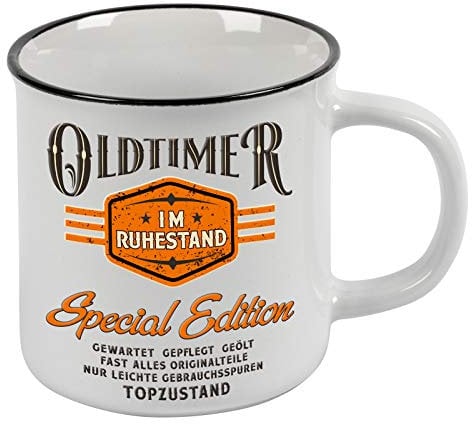 LOBO NEGRO Kaffeetasse als Geschenk für Rentner - Oldtimer im Ruhestand - Vintage Style im Geschenkkarton