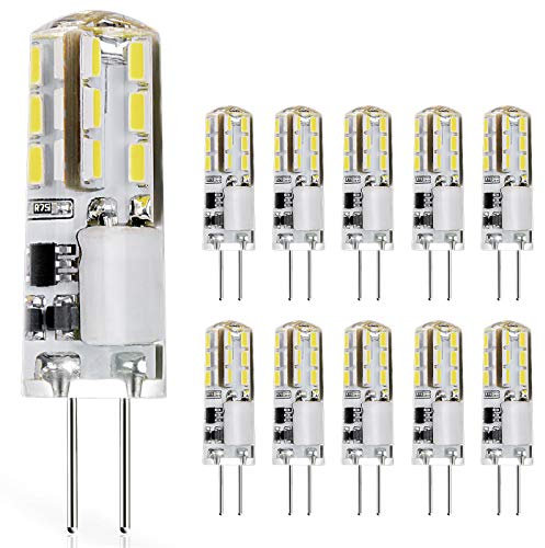 JAUHOFOGEI G4 LED 12V Lampe, 1W LED Leuchtmittel Birne ersetz 10W Halogen Stiftsockellampe, Mini Glühbirnen, Kaltweiss, Nicht Dimmbar, 10 Stück