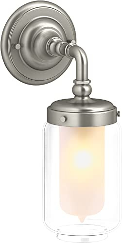 KOHLER Artifacts, Bathroom Vanity Light Fixture, Wall Sconce Lighting, Downlight Only, UL Listed, 1 Light, Brushed Nickel