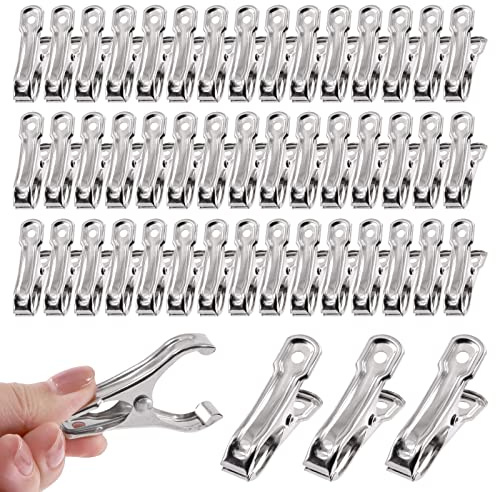 Tanstic 50pcs 2.1 Inch Stainless Steel Greenhouse Clips Heavy Duty Garden Clips with Strong Grip and Large Open Mouth for Netting Holding