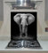 Splashback Toughened Glass Modern Unique Kitchen Black Elephant Any Size (wide 60 x height 70/cm)