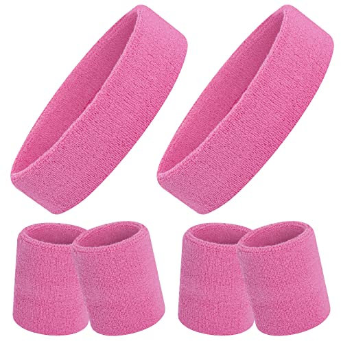 ONUPGO 6-teiliges Schweißband-Set – inklusive 2 Sport-Stirnband und 4 Armband-Sportbänder für Fitnessstudio, Workout, Yoga, Fußball, Baseball, Basketball, Fußball, Boxen, Tennis