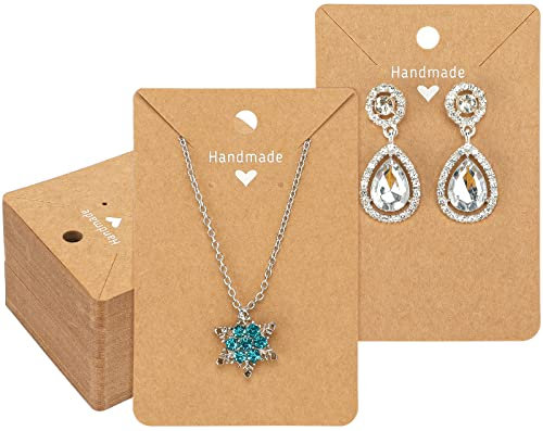 G2PLUS 100 PCS Necklace Display Cards - 9x6 CM Earring Card Holder - Handmade Kraft Earring Cards for Jewelry Making Storage & Disply