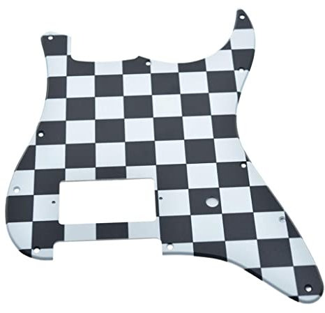 KAISH 11 Loch ST/Strat Style One Humbucker Gitarre Schlagbrett Schlagbrett Schlagbrett für Delonge Stratocaster / Strat Schwarz/Weiß Gitter