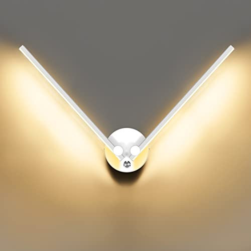 KAWELL 12W Moderno LED Lampada da Parete con Interruttore Interno Applique da Parete LED Lampada da Muro con Bracci Lampada Ruotabili a 300° per Camera da Letto Soggiorno Sfondo Muro Corridoio Scale