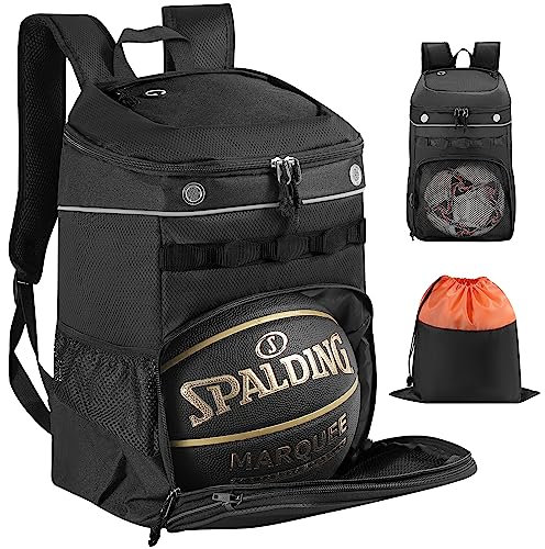 TRAILKICKER Sac à Dos de Basket-Ball avec Compartiment pour Ordinateur Portable et Sac à Chaussures Attachable en Bonus, équipement de Sport en Plein air, Sac de Gym pour Baseball, Football,