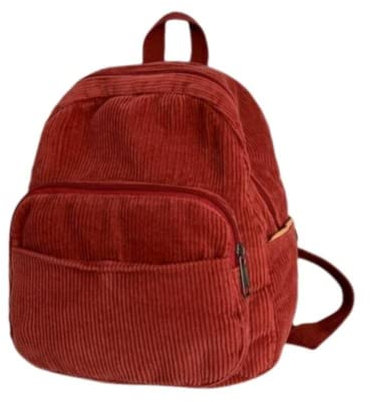 MININAI Ästhetischer Mini-Rucksack, klassischer Cord-College-Rucksack für Damen, niedlicher Retro-Grunge-Rucksack, lässiger Tagesrucksack, Rot/Ausflug, einfarbig (Getaway Solids), Einheitsgröße