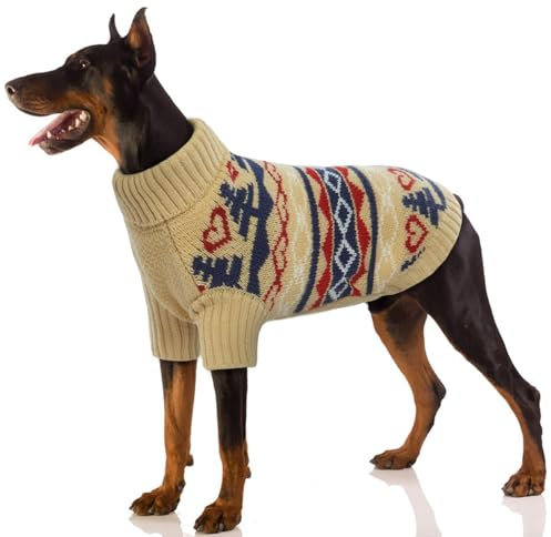 Hundepullover XL, Hundemantel XL Strickpullover Hund Sweater für Hunde Mantel Winter Hundepulli Weihnachten(Khaki, XL)