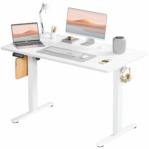 SMUG Stehpult, höhenverstellbar, elektrisch, zum Sitzen, Stehen, Computertisch, ergonomisch, steigend, moderner Aufzug, motorisierter Gaming-Desktop-Arbeitsplatz für Arbeit, Zuhause, Büro, 122 x 61