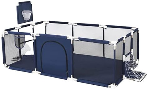 YAZOCO Laufstall Baby,122X180cm Mobiler Zaun Indoor and Outdoor Baby Playpen with Laufstall Baby Playpens with Breathable Mesh and Zip Door Mobiler Zaun (blau 122X180cm)