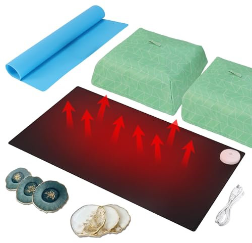 Large Resin Heating Mat, Yofuly Fast Resin Curing Machine with Timer and Cover, 60cm*40cm Silicone Mat for Perfect Resin Results, 4-Hour Auto Shut-Off Drying Pad for DIY Epoxy Resin
