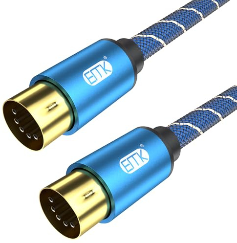 EMK 5-Pin DIN MIDI Cable Male to Male Midi Cables Compatible with MIDI Keyboard/Synthesizer/Guitar Multi Effects/Audio Interface/Audio Mixer/Audio Amplifier/External Sound Card (10Feet/3m)