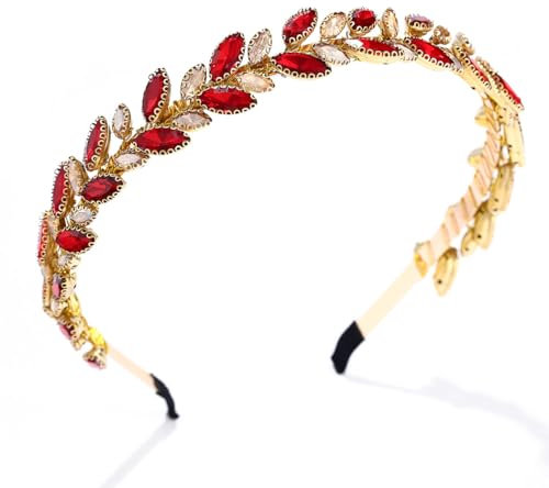 IYOU Kristall Hochzeit Stirnbänder Strass Rot Braut Haarbänder Krone Kristall Kopfstück Tiara Gast Braut Haarschmuck für Frauen