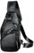 Wasserfeste Leinwand + Leder Wandern Reisen Tagesrucksack Sling Crossbody Dreieck Brust Pack Tasche für Männer Frauen FB8013 (100% Echtleder-8015-C- Schwarz)