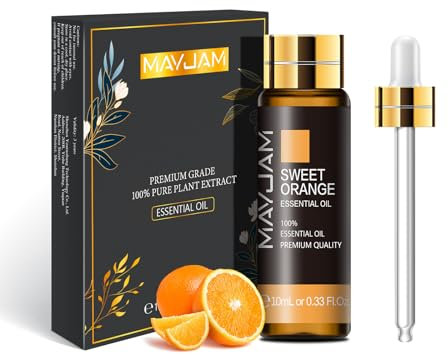 MAYJAM Aceite Esencial de Naranja Dulce 10ml, Aceite de Naranja Dulce para Difusor, Humidificador, Bricolaje, Hogar, Accesorios
