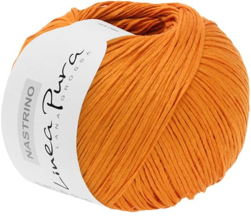 LANA GROSSA Nastrino | Hochwertiges, seidig glänzendes Baumwoll-Bändchengarn | Handstrickgarn aus 100% Baumwolle | 50g Wolle zum Stricken & Häkeln | 190m Garn