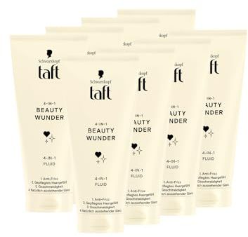Schwarzkopf Taft Beauty Wunder 4-in-1 Fluid (8x 100 ml), Anti-Frizz-Fluid, verleiht ein gepflegtes Haargefühl, macht das Haar geschmeidig und sorgt für ein natürlich glänzendes Haarstyling