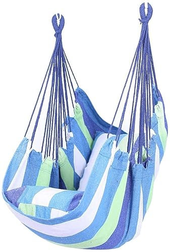 Hängematte Outdoor Outdoor-Hängematte Verdicken Stuhl Zum Aufhängen, Tragbar, Entspannung, Segeltuch, Schaukel, Reisen, Camping, Fauler Stuhl Hängematten Camping (Color : Blue and White a)