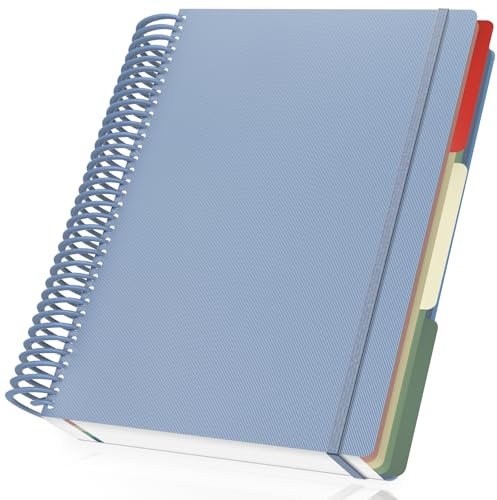 Yarotm Notizbuch A4 Kariert - Notizblock Spiralbindung 23.5x29.8cm - Collegeblock A4 Kariert 90GSM Notebook - 120 Blätter Spiralblock Notizbuch - Journal Tagebuch für Reisetagebuch, Blaugrau