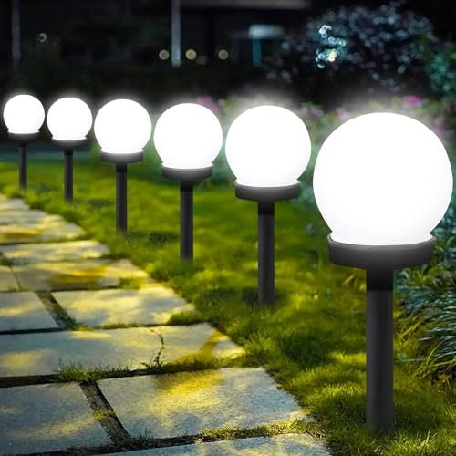 Lampes Exterieure Solaires de Jardin Au Sol,Lumière Solaire de Jardin,Exterieure Étanche Lumiere,Lampes Solaires de Chemin,Lampes LED Ronde de Globe de Boule,Éclairage Extérieur de Lumière de Piquet